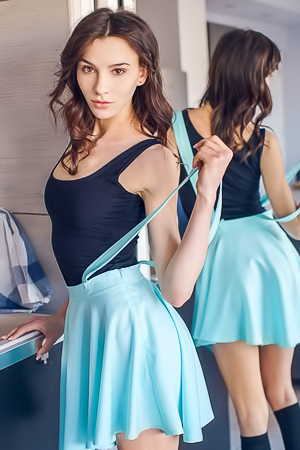 Adel Morel is in sexy skirt