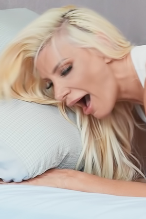 Brittany Andrews worships toys while stepson peaks around the doorway